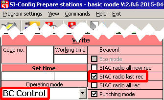 SI-Config for a Beacon-mode:
Option 'SIAC radio last rec' activated